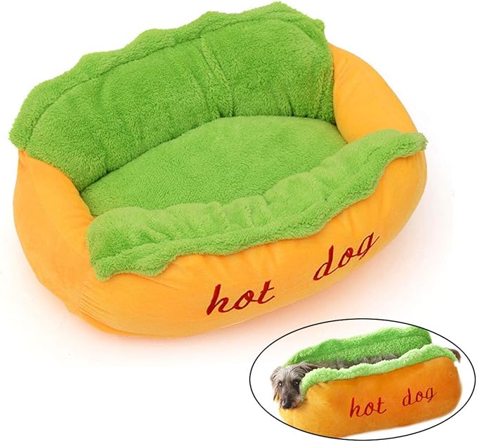 Hotdog Pet Dog Bed, Warm Dog Kennel Cat Nest Washable Pet Mat Removable Cat Sofa