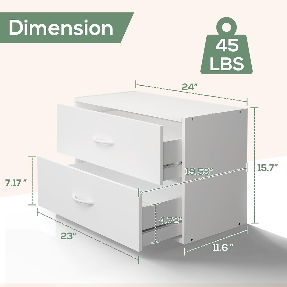 PrimeZone 2 Wood Drawers Closet Dresser Storage Organizer Stackable White