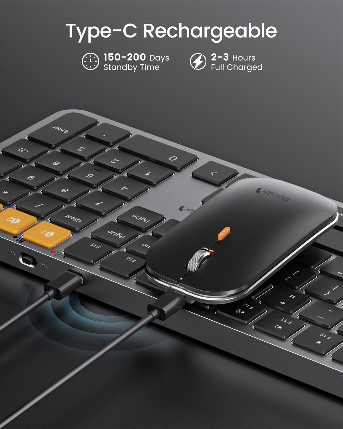 ProtoArc KM100-A Backlit Bluetooth Keyboard and Mouse for Mac, Space Gray