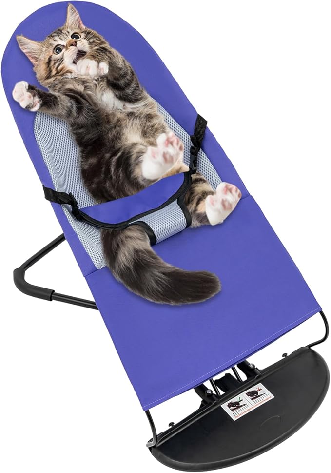 Pet Rocker Bed,Portable Pet Rocking Chair,Foldable Dog Bed,Washable Cat Cot,3-Position Height Adjustable for Cats Dogs up to 33 lbs (Purple)