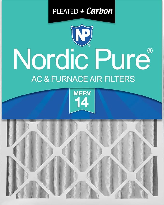 Nordic Pure 20x20x4 Pleated Air Filters MERV 14 Plus Carbon 1 Pack