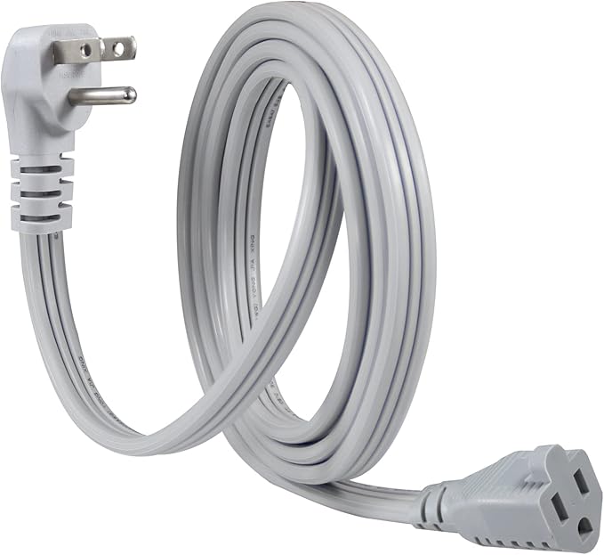 KUNCAN Appliance Power Extension Cord - 3 Prong Flat Wire SPT-3 14 AWG Heavy Duty Male to Female Extender Low Profile Grounded Cable for Major AC Unit, Air Conditioner, Refrigerator (6 Feet)