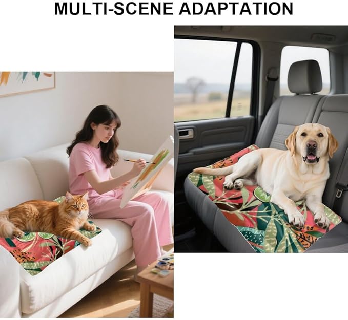 Green Red Tropical Leaves Dog Beds and Furniture Mattress for Dog Bed Crate Pad Bed for Crate Washable Non-Slip Beds Washable Small Small Mat Pillows Medium Dogs Indoor Outdoor 24X18 Inch