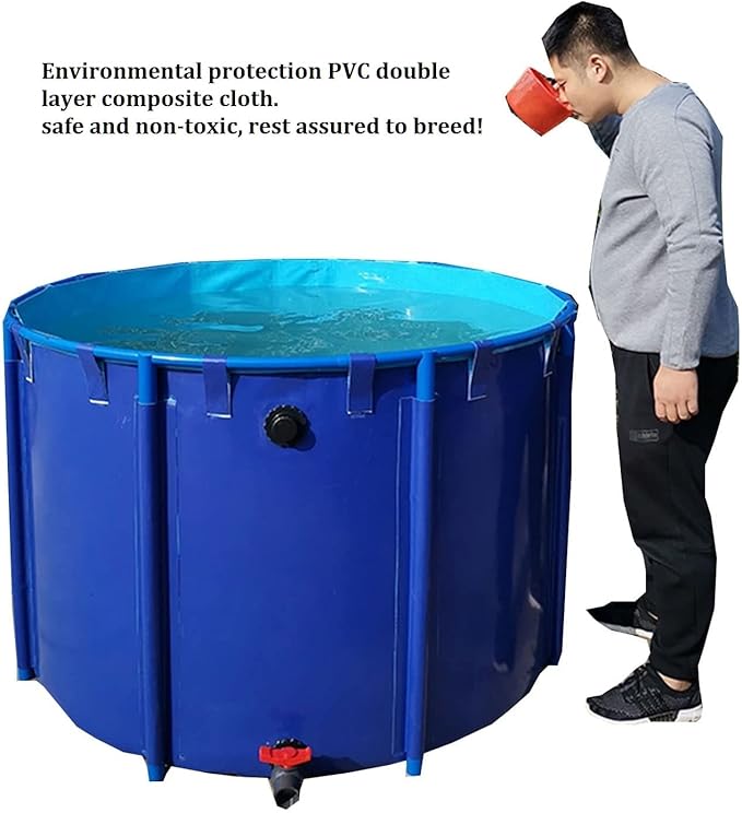 Aquaculture Tank, Folding Fish Pond, Canvas Fish Pond Pool, Fish Pond Liner, Pool Above Ground with Framed, for Store Up Water Irrigation Aquatic Products Breeding Pond 78 x 32 in (2400 L)