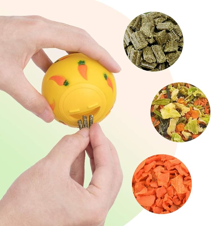 Niteangel Treat Ball, Snack Ballfor Guinea Pigs, Rabbits, Hedgehogs and Other Small Pets (Small, Yellow)