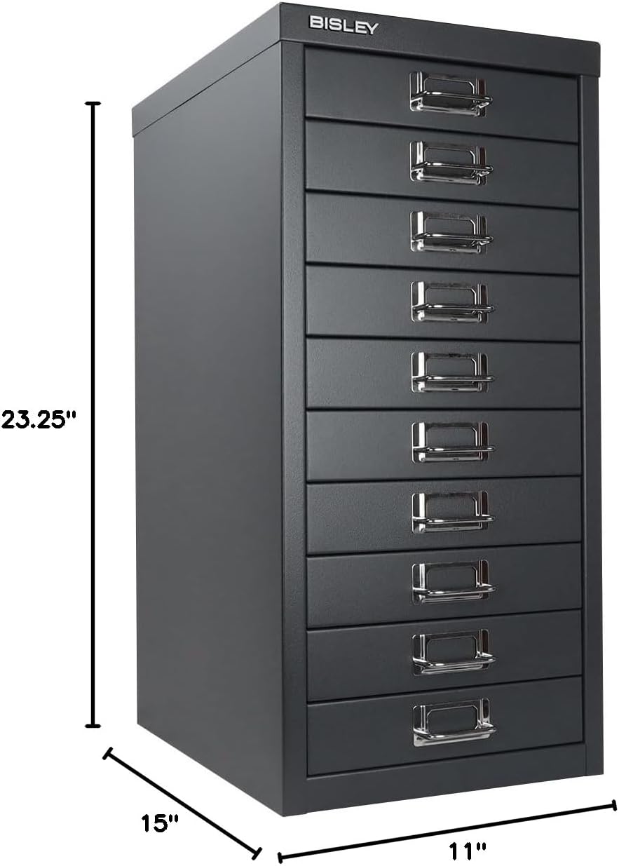 Bisley 10-Drawer Steel MultiDrawer Cabinet - Anthracite Grey