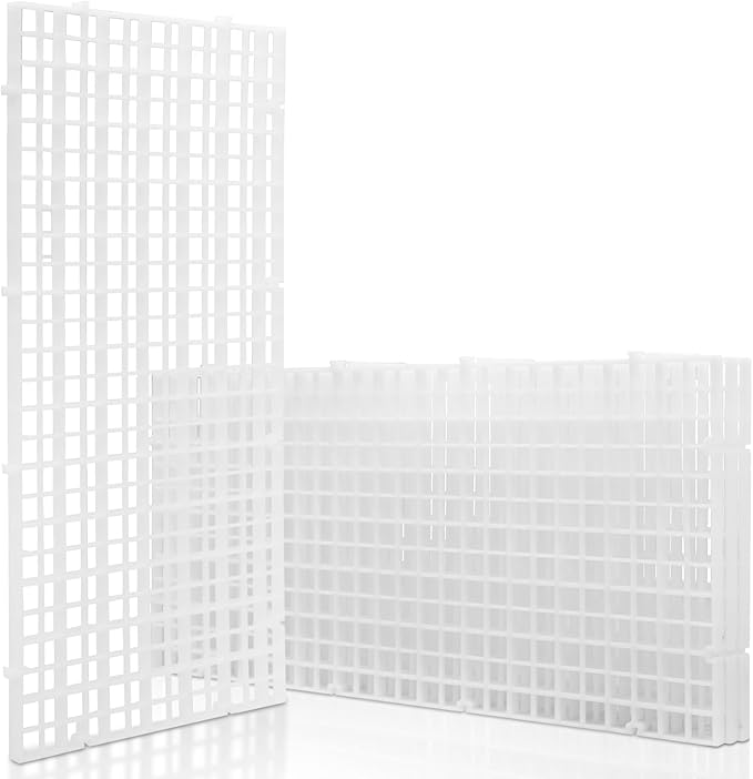 LINLAN 4 Pieces 5.9x11.8in (15X30cm) Aquarium Grid Plastic, Fish Tank Divider, Egg Crate for DIY Filtration and Bottom Protection in Aquascaping (White-No Accessories)