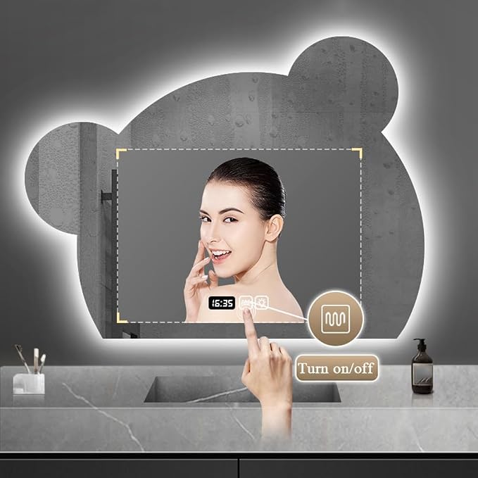 LTSRLL LED Vanity Mirror Cute Bear Decorative Mirror