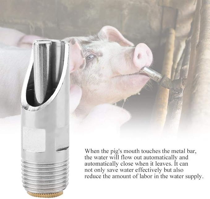 Automatic Pig Drinkers, 5 Pieces Thread Stainless Steel Automatic Pig Nipple
