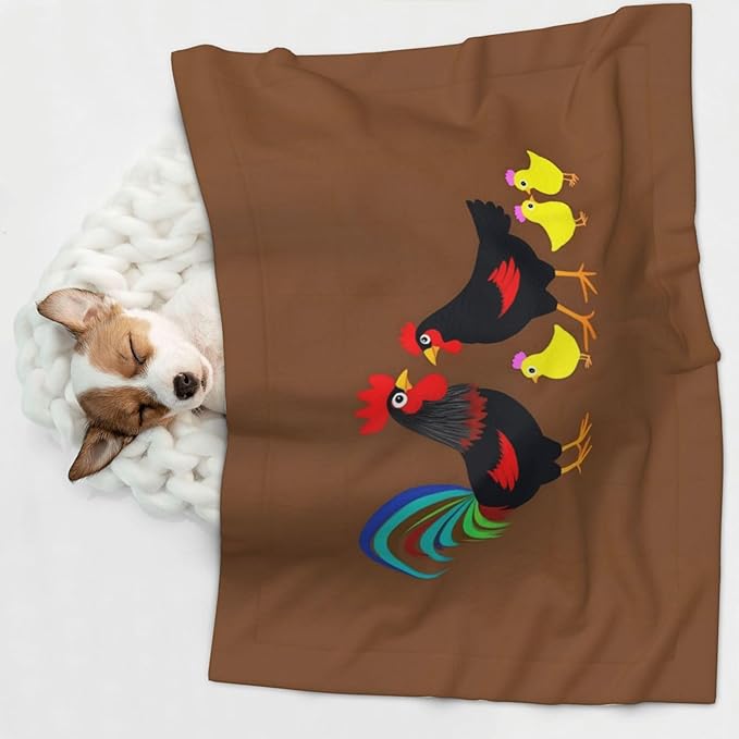 Chicken Farm Animal Print Soft Plush Pet Blanket, Washable Dog Blanket, Cat Fleece Throw, Puppy Bed Crate Mat & Sofa Couch Protector - Small