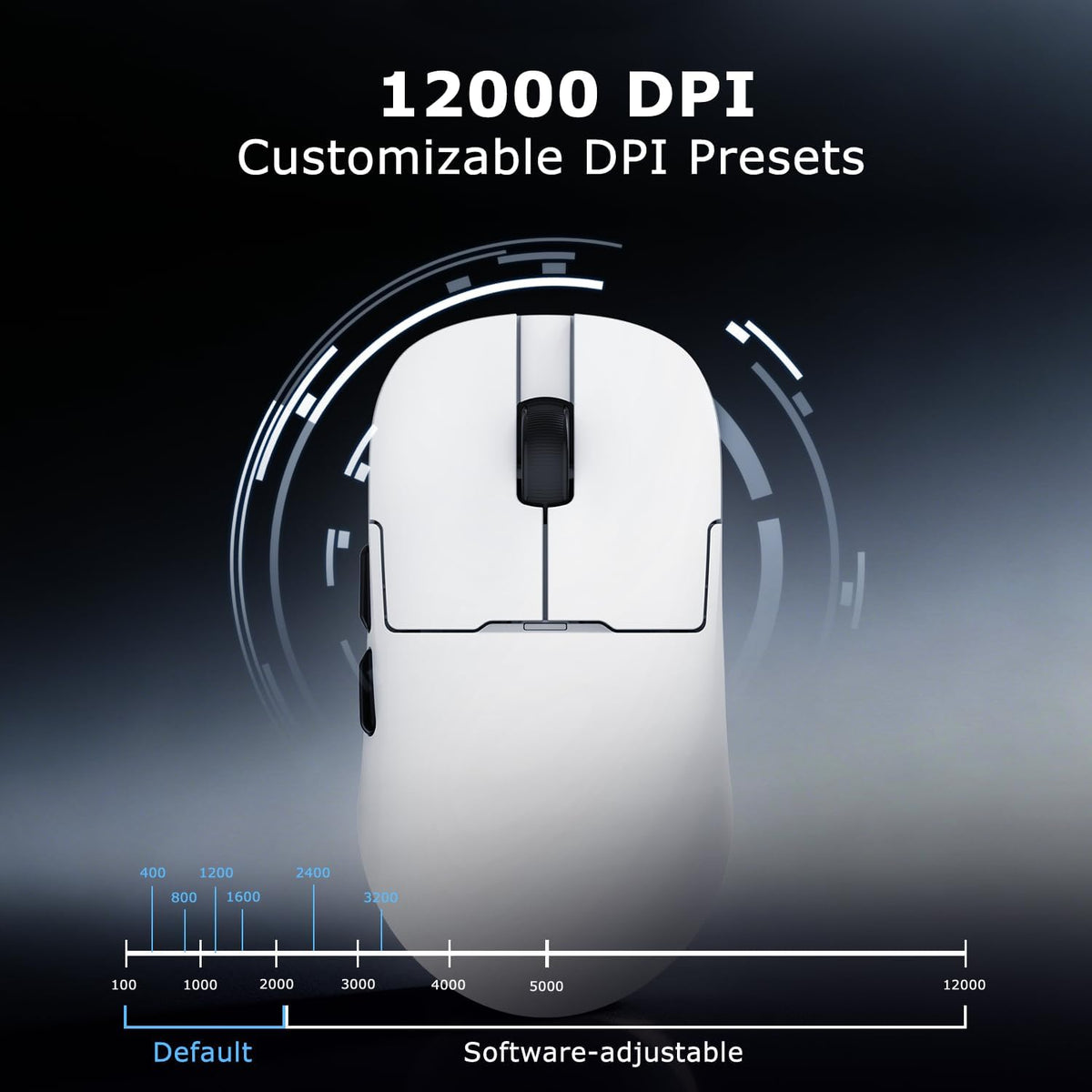 AJ159P MC Wireless Gaming Mouse, 12000 DPI, Tri-Mode 2.4G/Bluetooth/Wired, Magnetic RGB Charging Dock, 56g Ultra-Light, Programmable 6 Buttons - Perfect for Gaming, Work & Travel (White)