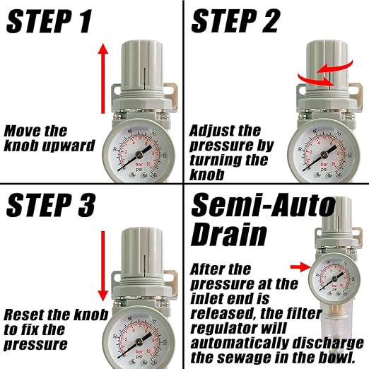 1/2" NPT Air Filter Pressure Regulator Combo Water Separator