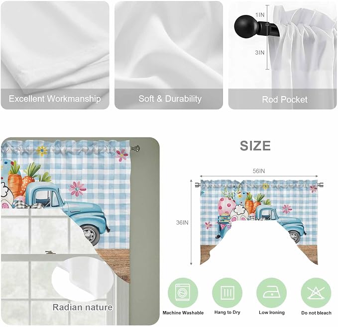 Swag Valance Curtains, Easter Truck
