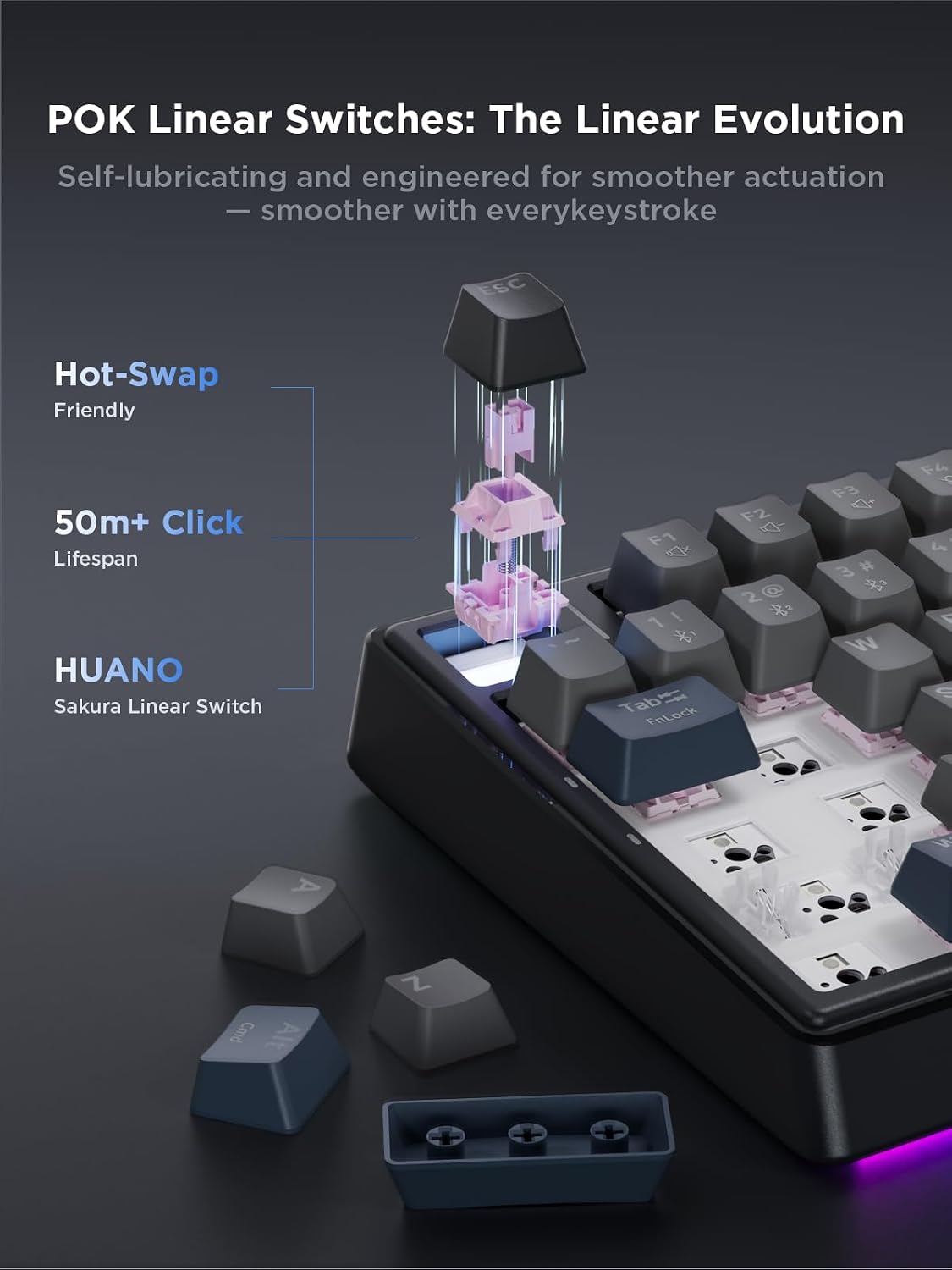 wegear 75% Compact Mechanical Keyboard with Knob for PC/Mac/Laptop-Black