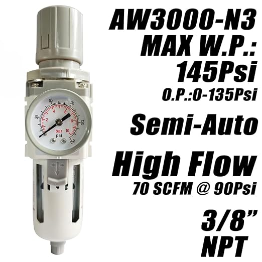 3/8" NPT Air Filter Pressure Regulator Combo Water Separator