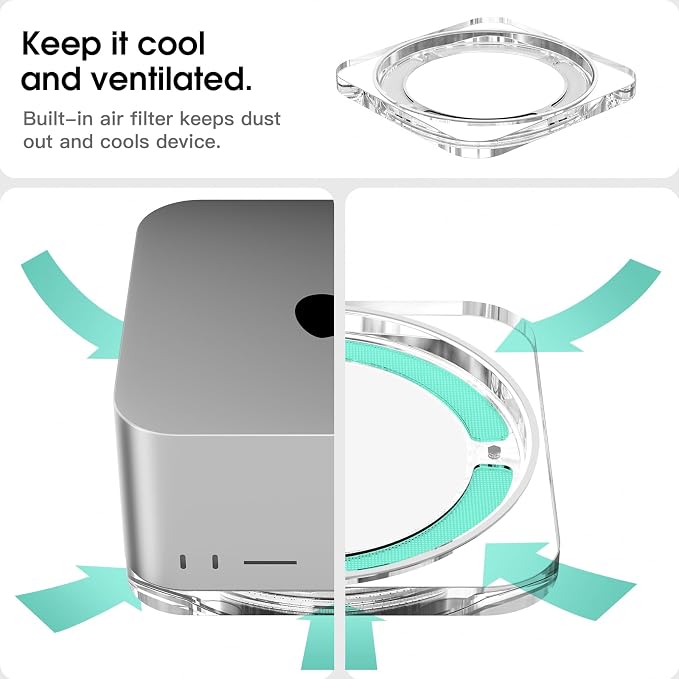 Transparent Acrylic mac Studio Stand, Built in Detachable air Filter Suitable