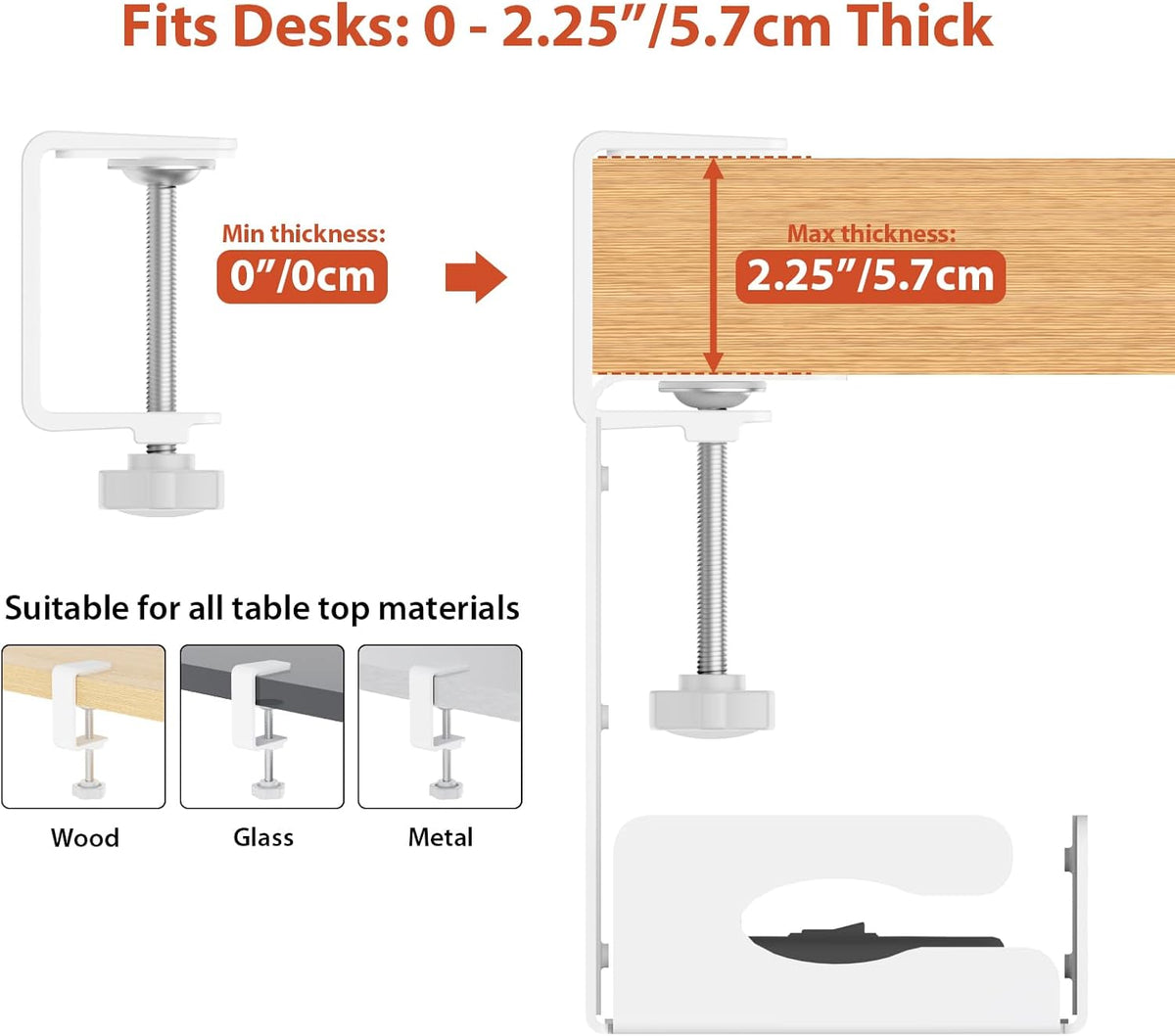 Univivi Under Desk Cable Management Tray, Cable Management, 32 inch, White