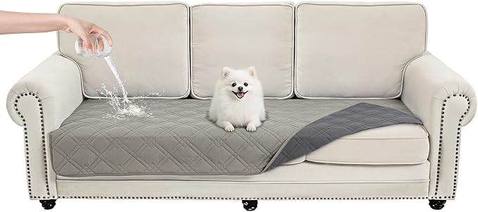 100% Waterproof Dog Couch Protector, Triple-Layer Waterproof Dog Bed Cover Pet Blanket Reversible 2-Tone Sofa Shield, Non-Slip Furniture Guard for Pets(35×71 Inch, Light Gray+Gray)