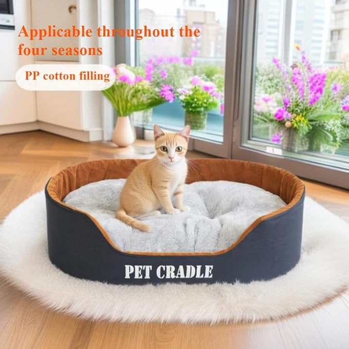 Dog Bed Orthopedic Dog Couch Bed, Waterproof Pet Bed with Removable Washable Mat & Non-Slip Bottom(Blue,27.56''X19.69')