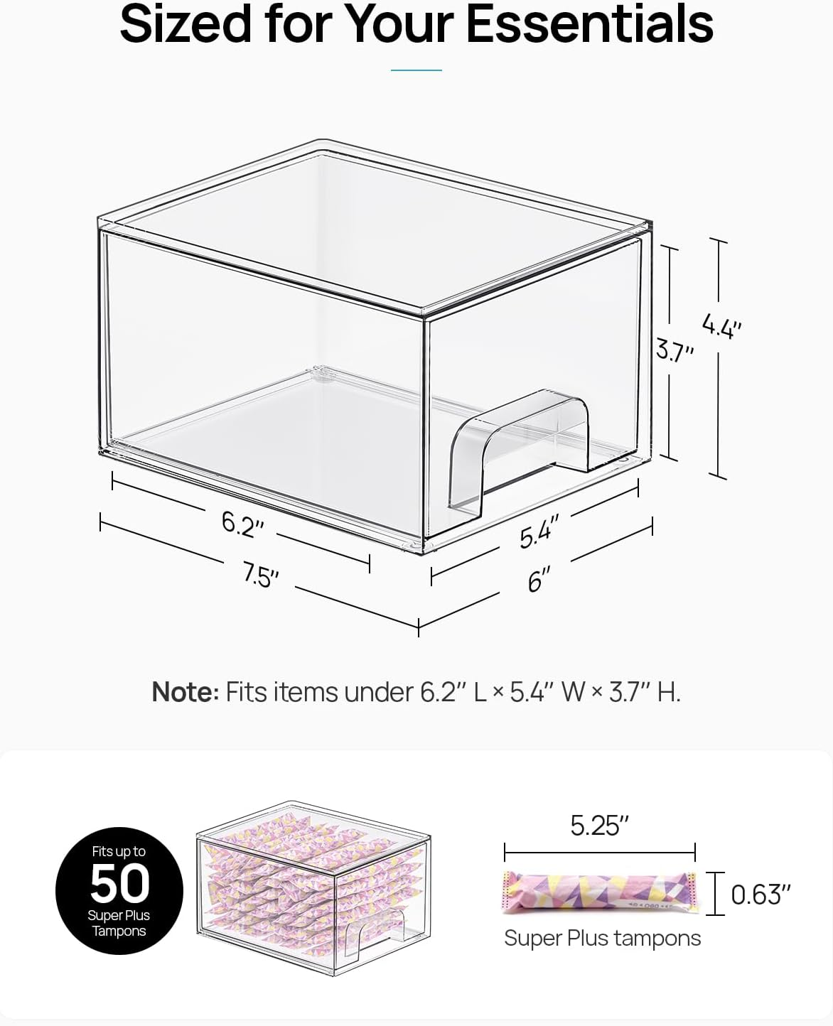 Vtopmart 8 Pack Small Clear Stackable Storage Drawers for Desk, Countertop
