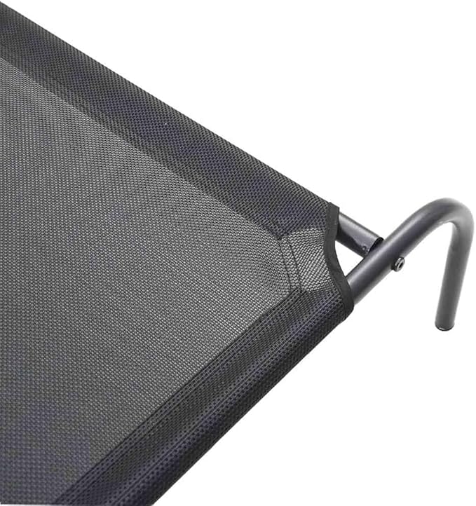 Elevated Dog Bed for Large Breeds, Raised Pet Cot with Breathable Textilene Fabric, Portable Cooling Bed for Indoor and Outdoor Use, Weather-Resistant Frame, Black