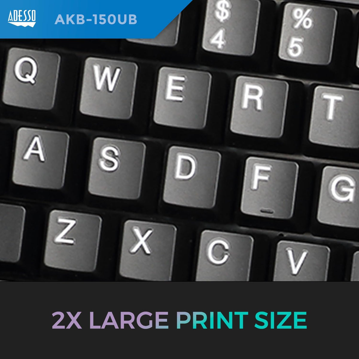 Adesso Ergonomic USB Keyboard, 105-Key US Layout AKB-150UB