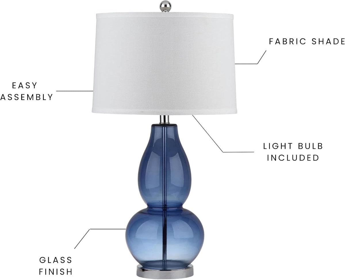 Safavieh Lighting Collection Mercurio Double Gourd Blue and White Table Lamp, Set of 2