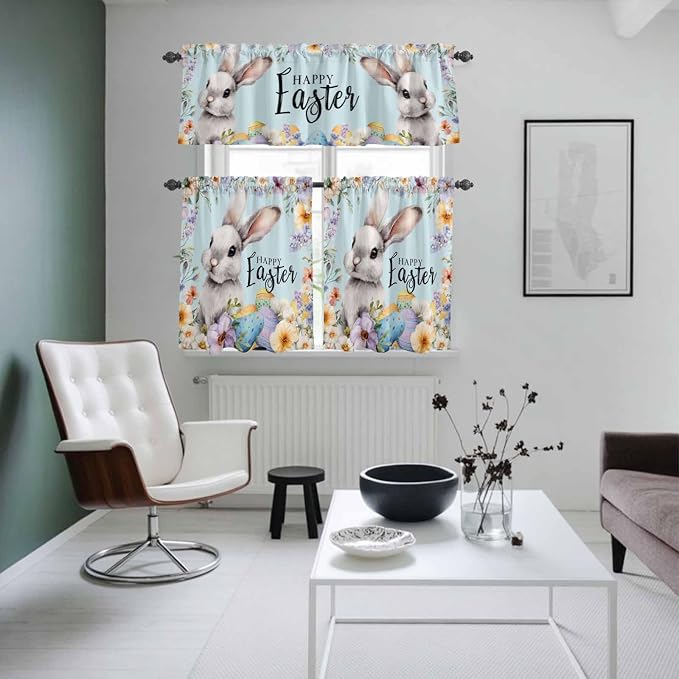 Happy Easter Kitchen Curtains Set 3 Piece