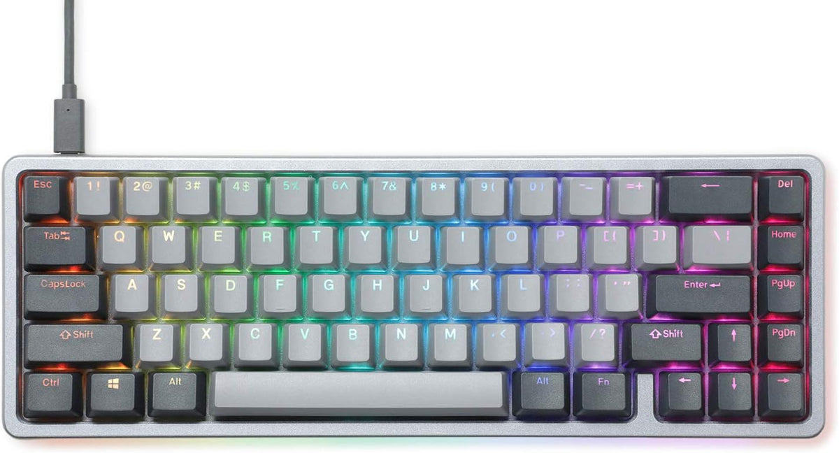 DROP ALT High-Profile Mechanical Keyboard — 65% (67 Key) Gaming Keyboard, Hot-Swap Switches, Programmable Macros, RGB LED Backlighting, USB-C, Doubleshot PBT, Aluminum Frame (Cherry MX Brown, Gray)