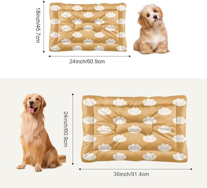 Cute Brown Clouds Dog Beds& Furniture Dog Crate Mattress Pad for Car Bed for Medium Crate Washable Non-Slip Bed Washable Small Beds Tear-Resistant Mat Doggy Indoor Outdoor 36X24 Inch