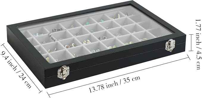 Stratalife Jewelry Organizer 40 Grid Gray Black Jewelry Tray