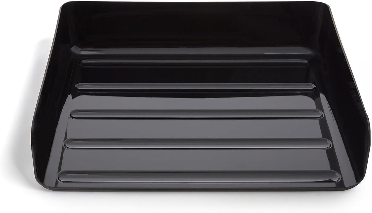 TRU RED Side-Load Stackable Plastic Letter Tray, Black, 6-Pack