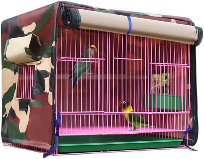 MANON ROSA Bird Cage Cover - Lightproof Birdcage Covers Nighttime- Ideal for Parrots Cockatiels Parakeets Cockatoos Lovebirds Finches Budgerigars Conure (S(13" Lx11.8 Wx17.3 H),Camouflage)