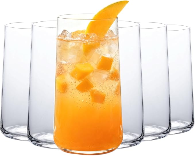 Wlasss Water Glasses Set of 6, 18.3oz Large Drinking Glasses, Glassware Set