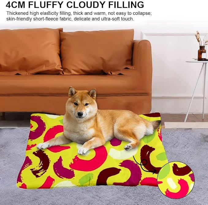 Dynamic Retro Modern Green Dog Beds and Furniture Outdoor Mat for Dogs Puppy Pad Dog Bed for Medium Crate Washable Non-Slip Pet Bed Crate Puppy Mattress Furniture Indoor Outdoor 36X24 Inch