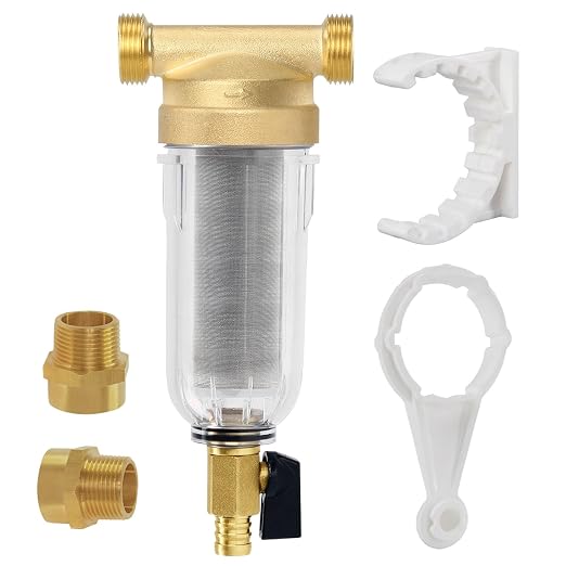 Whole House Spin Down Sediment Water Filter, 40 Micron, Reusable and Flushable