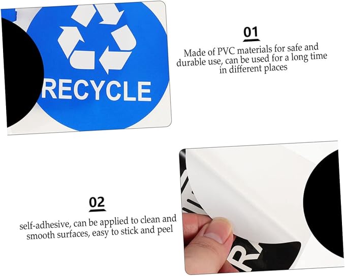 8pcs Trash Sorting Decals Self-Adhesive Waste Container Stickers