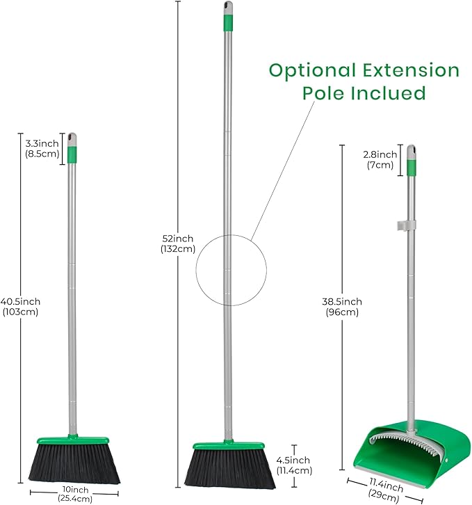 TreeLen Broom and Dustpan Set - Simplify Cleaning Your Home Ktichen Office with Ease