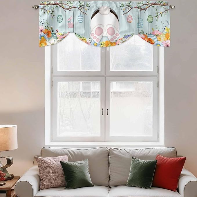 Easter Bunny Tie Up Valance Curtains