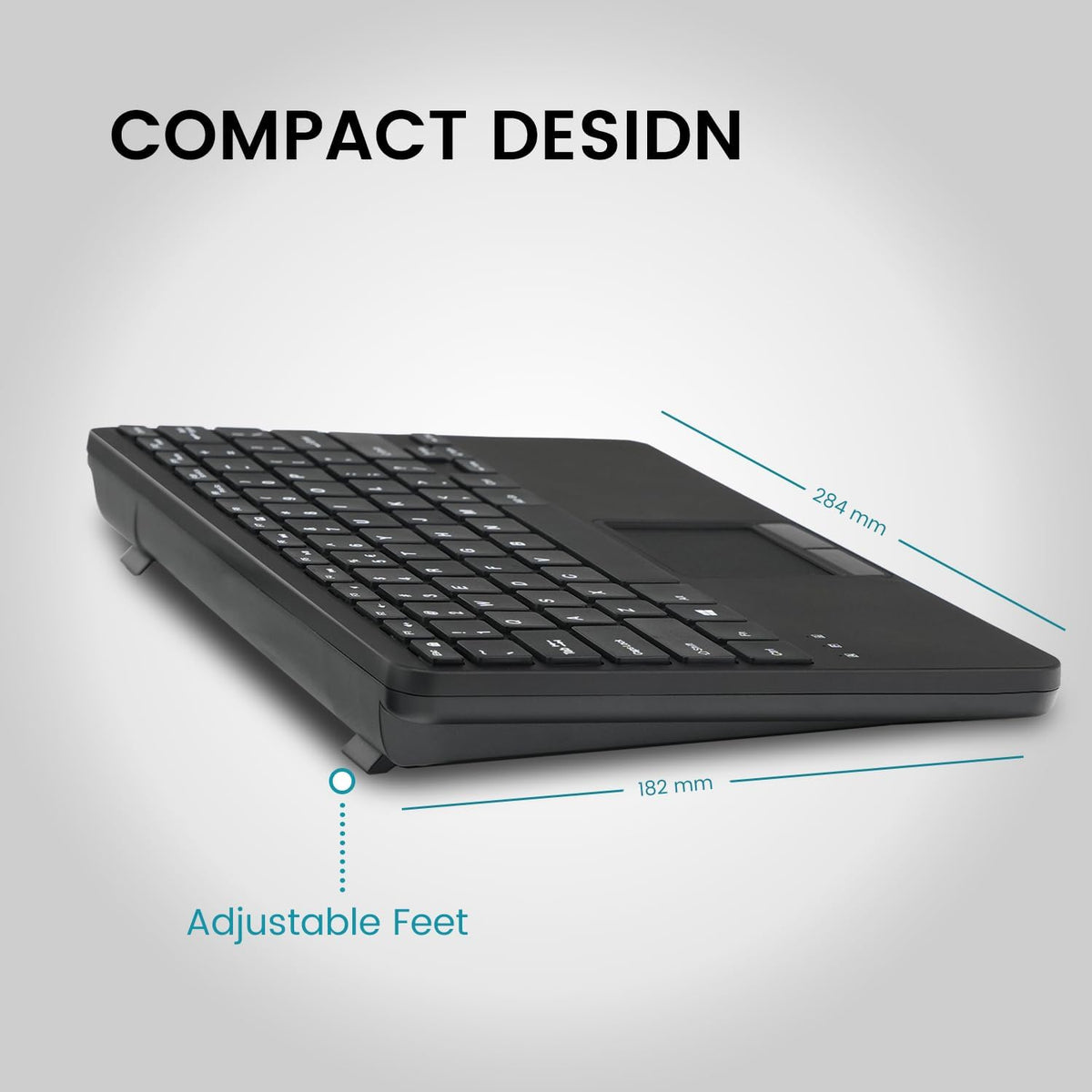 Perixx PERIBOARD-725 Wireless Keyboard with Touchpad, Multi-Device Connection via 2.4G & Bluetooth, Silent Scissor Keys, Compact 11.18x7.17x1.1 Inches, US English