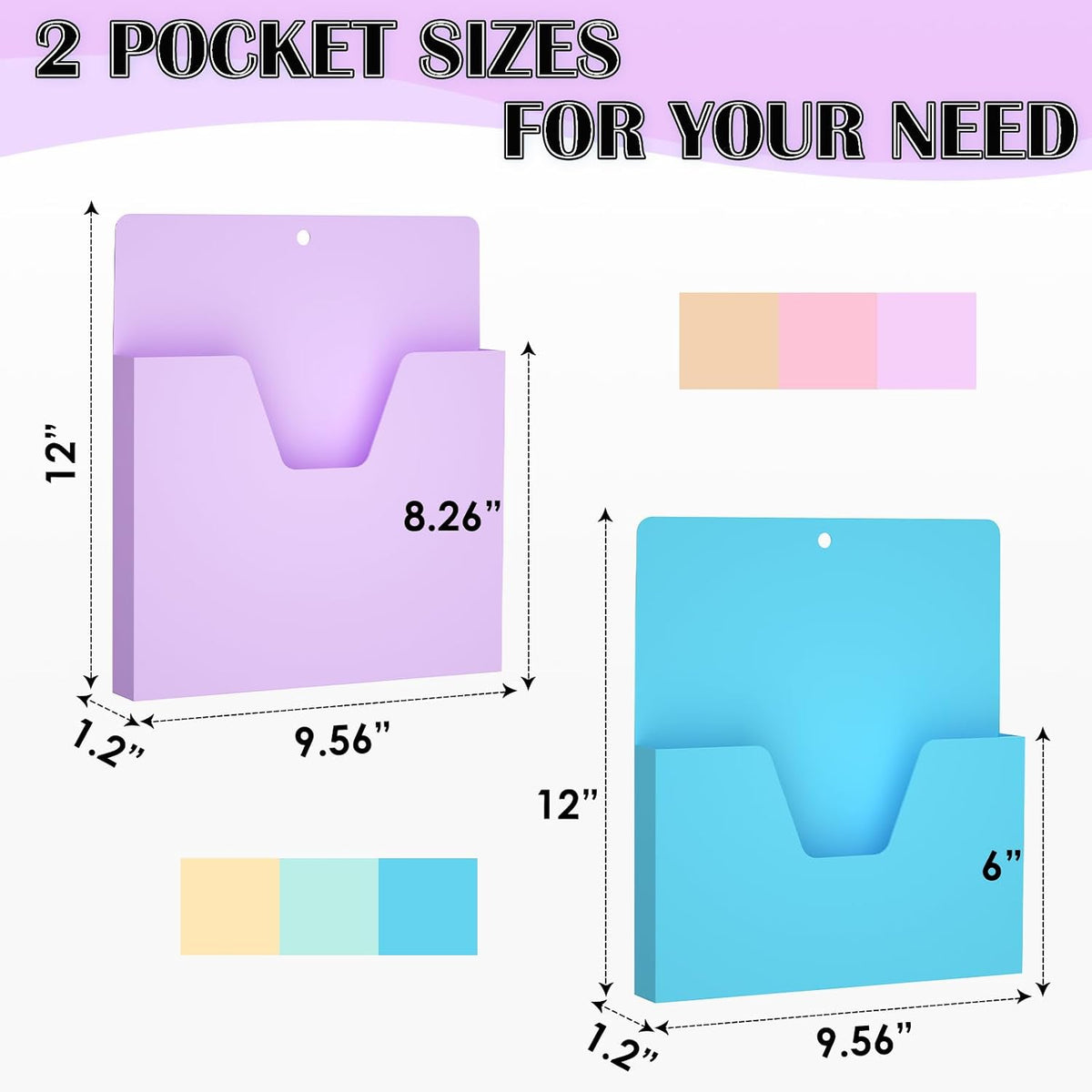 MFTEK Magnetic File Holder 6 Pockets Paper Holder, Hanging File Organizer Office Supplies Storage for Cabinets, Whiteboard, Magnetic Mail Letter Folder for Refrigerator (Pastel Color-Mix)