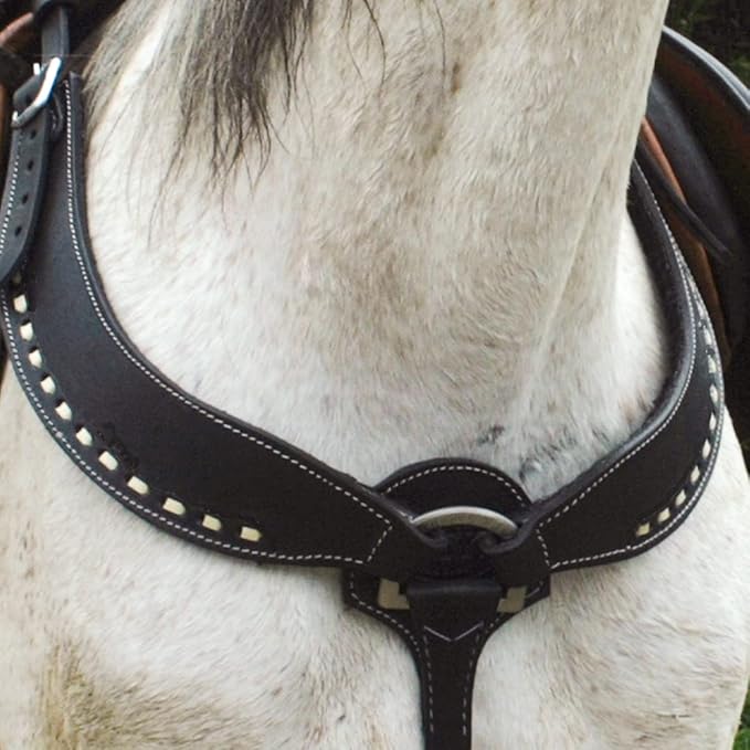 Western Horse Breast Collar - Hand-Tooled Leather Tack for Barrel Racing, Roping & Trail Riding - Durable Adjustable Fit - Rodeo & Show-Quality Equestrian Gear