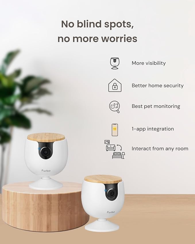 Furbo Mini Pet Camera [Subscription Required] Unlock Camera w/Paid Plan: Home Security with Dog & Cat Safety Alerts, 2-Way Audio, Mountable Smart Cam (Low Risk, 3mo Min. Cancel Anytime) (Pack of 2)