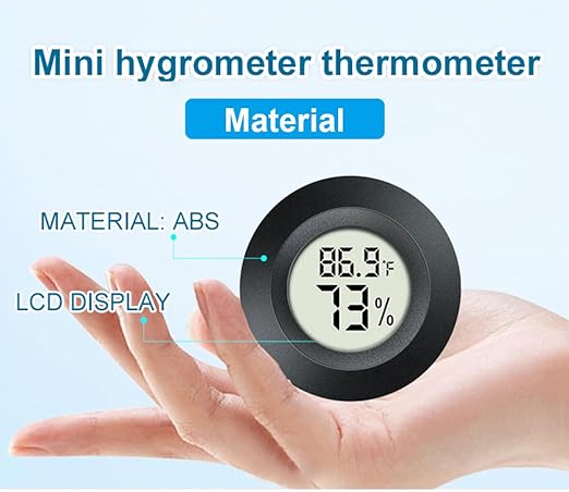 2 Pack Hygrometer Thermometer Digital Humidity Meter Indoor/Outdoor Humidity Monitor Reptile Thermo-Hygrometer for Greenhouse Humidors Terrarium Jars, Fahrenheit (℉) /Celsius(℃) (2)