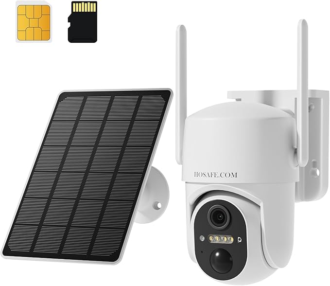 4G LTE Cellular Solar Security Camera Wireless Outdoor, No WiFi Security Camera, 64GB SD Card (2X Storage Than 32G), Off Grid 2K Color Night Vision, PIR Motion Sensor, Built-in SIM Card for Barn Farm