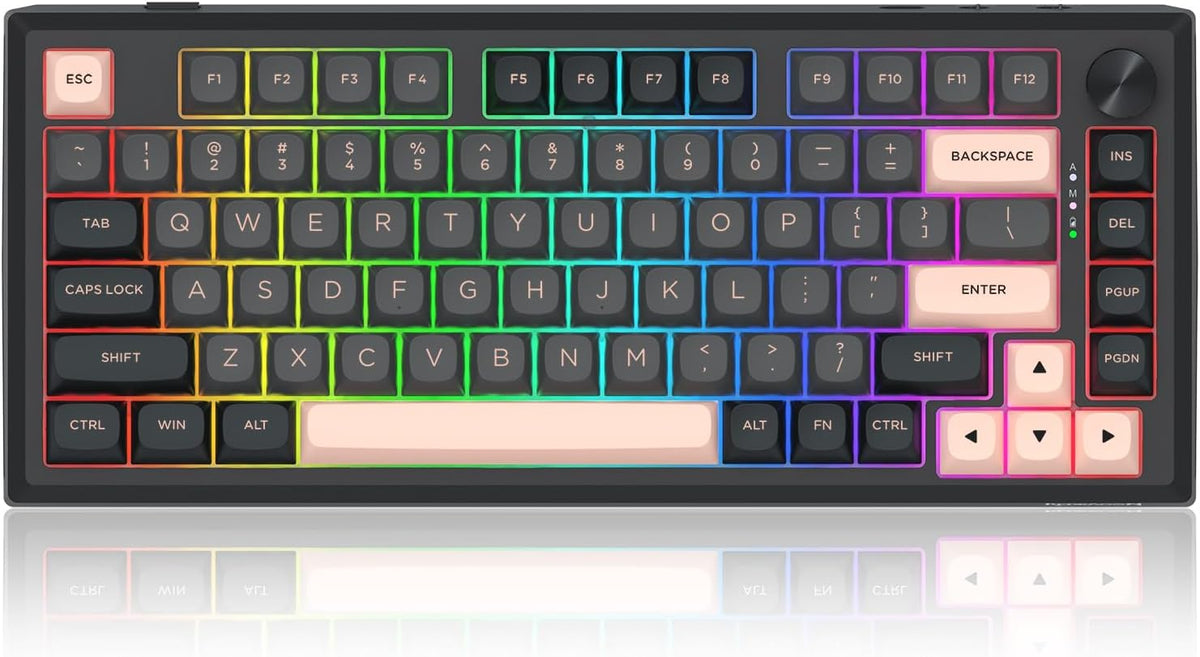 Redragon K687 PRO Wireless CNC Gasket Gaming Keyboard, 81 Keys Mechanical Keyboard w/Premium CNC Aluminum Board, Easy-Control Knob, 5-Layer Noise Dampening, Custom Linear Switch, Round PBT Keycaps