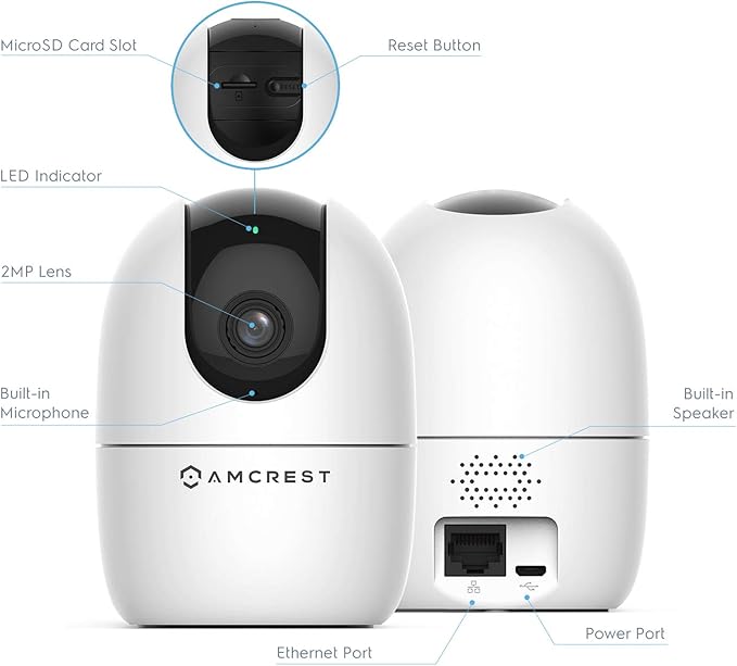 Amcrest 1080P WiFi Camera Indoor, Nanny Cam, Dog Camera, Sound & Baby Monitor, Human & Pet Detection, Motion-Tracking, w/ 2-Way Audio, Phone App, Pan/Tilt Wireless IP Camera, Night Vision (Renewed)