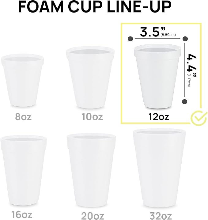 Shop Square 12 Oz Disposable Foam Cups, Made in the USA, To-Go Cups