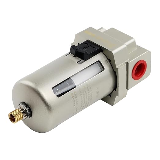 SNS 1/2" NPT Compressed Air Line Filter, 5 Micron Brass Element, Poly Bowl