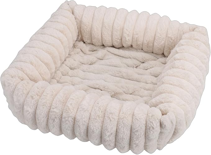 Cat Bed, Warm & Comfortable Dog Bed with Anti Slip Base & Removable Cover, Washable, Raised Support Edge Design, Soft Pet Furniture, Ideal for Cats, Dogs, Other Pets